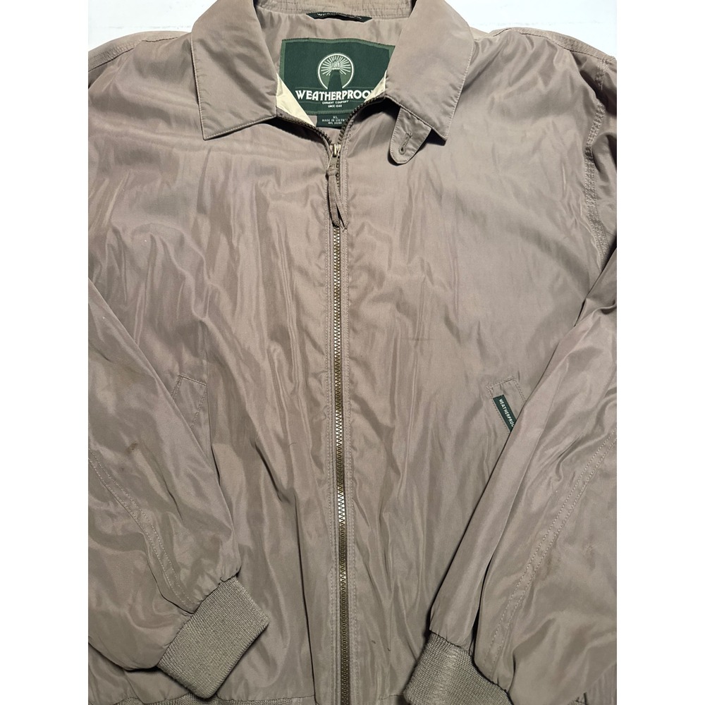 Weatherproof Windbreaker‎ Jacket Mens XL Taupe Good Microfiber Full Zip Collared